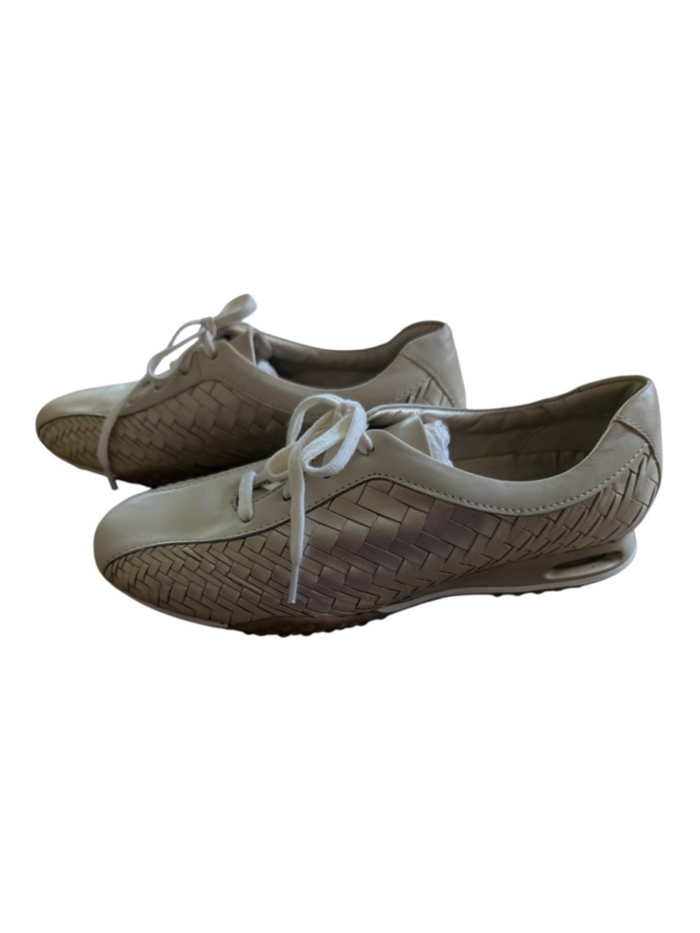 Cole Haan Air Bria Sneakers 8B Tan Gold Woven Leather Comfort Shoes NWOB